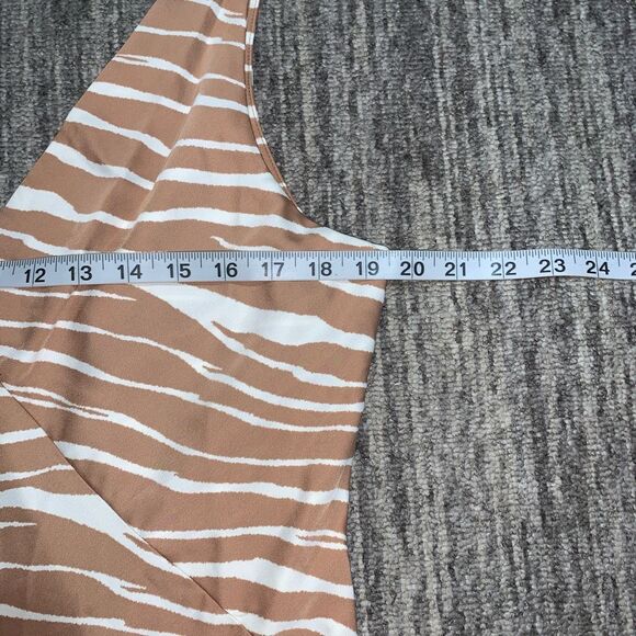 Brand New A New Day Satin Maxi Dress Women's L Brown White Striped Sleeveless - Picture 6 of 8